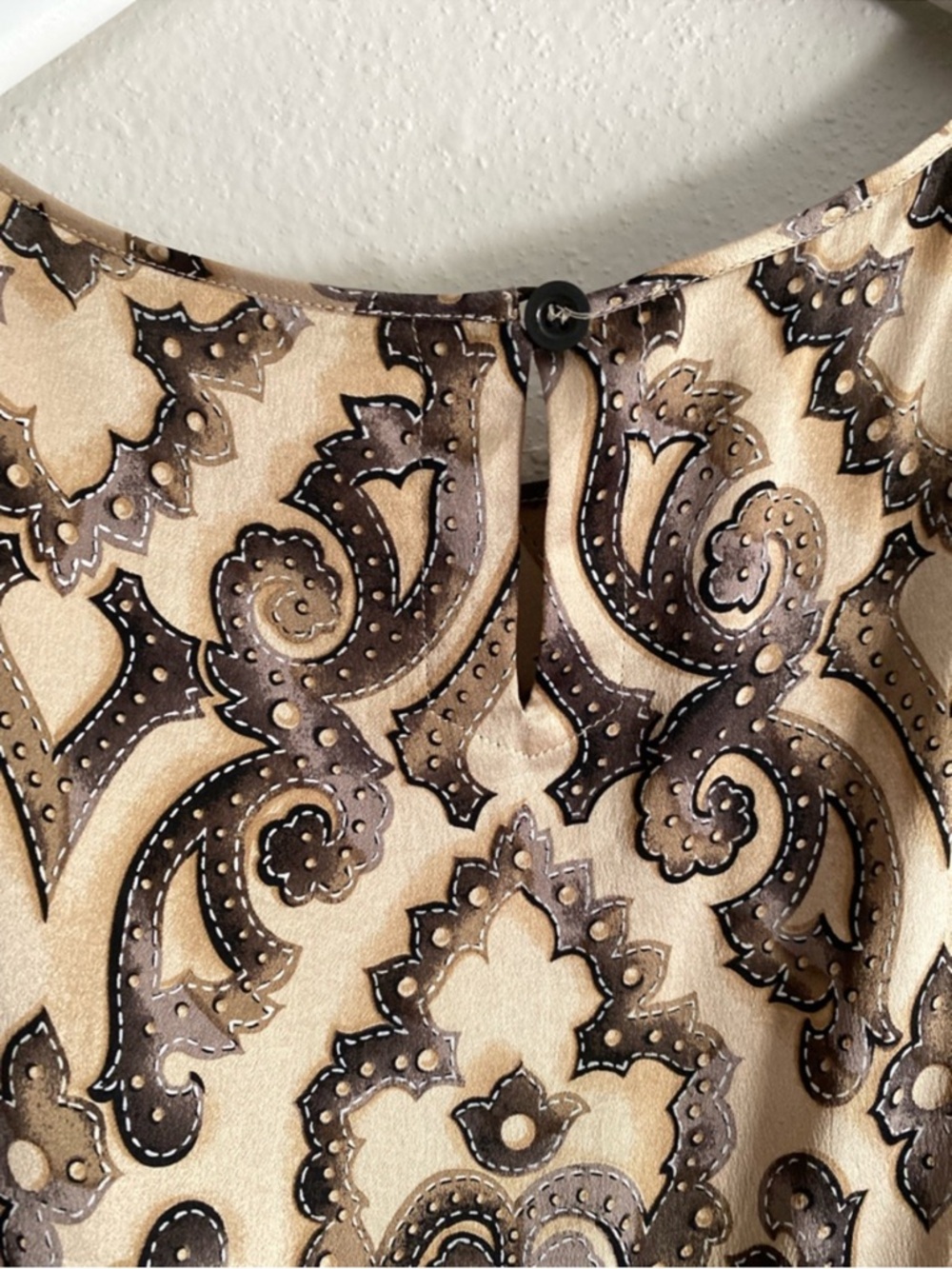 Vintage ESCADA Baroque Print Tank Top Neutral Brown Sz 44 (US 14) 100% Silk Y2K - Picture 8 of 10